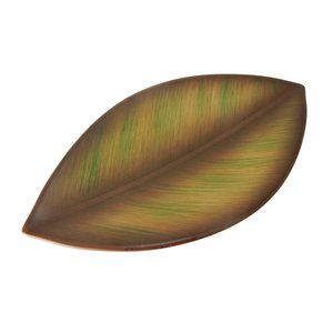 Ceramic tropical leaf fruit dish,  candle dish, hand made and painted in Peru